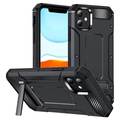 Husa pentru iPhone 12 / 12 Pro - Techsuit Hybrid Armor Kickstand - Black Negru