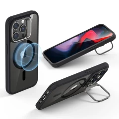 Husa pentru iPhone 15 Pro - ESR Classic Hybrid HaloLock Kickstand - Clear Black Negru