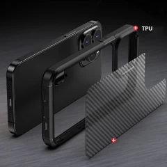 Husa pentru iPhone 15 Pro Max - Techsuit Carbon Fuse - Black Negru