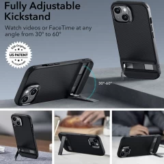 Husa pentru iPhone 15 Plus - ESR Air Shield Boost Kickstand - Translucent Black Negru