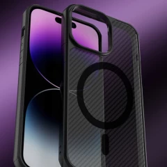 Husa pentru iPhone 15 Plus - Techsuit Carbon Fuse MagSafe - Black Negru