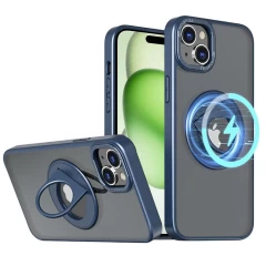 Husa pentru iPhone 15 Plus - Techsuit MagSafe Ghost Holder Series - Matte Green Albastru 