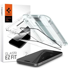 Folie pentru iPhone 15 (set 2) - Spigen Glas.TR EZ FIT - Clear Negru 
