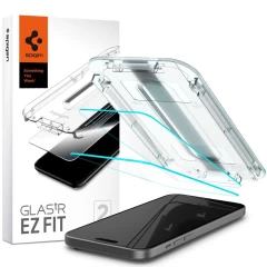 Folie pentru iPhone 15 Plus (set 2) - Spigen Glas.TR EZ FIT - Black transparenta 