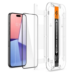 Folie pentru iPhone 15 Pro - Spigen Glas.TR EZ FIT - Black Negru