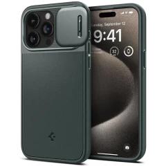 Husa iPhone 15 Pro Max - Spigen Optik Armor - Black Verde 
