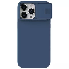 Husa pentru iPhone 15 Pro - Nillkin CamShield Silky MagSafe Silicone - Midnight Blue Verde