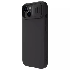 Husa pentru iPhone 15 Plus - Nillkin CamShield Silky MagSafe Silicone - Classic Black Negru