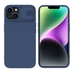 Husa pentru iPhone 15 Plus - Nillkin CamShield Silky MagSafe Silicone - Midnight Blue Albastru