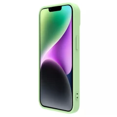 Husa pentru iPhone 15 Plus - Nillkin CamShield Silky MagSafe Silicone - Mint Green Verde