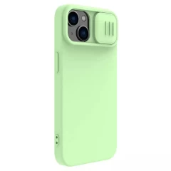 Husa pentru iPhone 15 Plus - Nillkin CamShield Silky MagSafe Silicone - Mint Green Verde