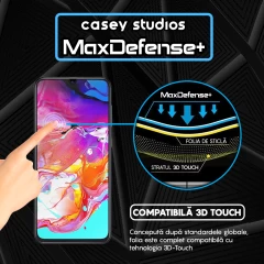 Folie Sticla CASEY STUDIOS pentru Samsung Galaxy A70 / A70s, Full Glue, Duritate Militara, Ultra HD, Protectie Profesionala Ecran 3D, Anti Zgarieturi, Anti Socuri, Margini Negre Negru