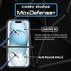 Folie Sticla iPhone 15 Plus Casey Studios Full Screen 9H + Kit de Instalare Cadou Negru