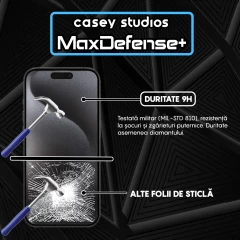 Folie Sticla iPhone 15 Pro Max Casey Studios Full Screen 9H + Kit de Instalare Cadou Negru