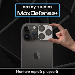 Set 2x Folie Sticla Camera MaxDefense+ compatibila cu iPhone 15 Pro Max / 15 Pro Transparent
