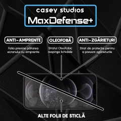 Folie Sticla iPhone 12/12 Pro Casey Studios Full Screen 9H + Kit de Instalare Cadou Negru