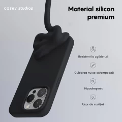 Husa iPhone 13 Pro Casey Studios Premium Soft Silicone - Negru Negru
