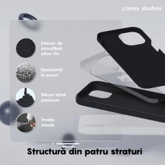 Husa iPhone 13 Pro Casey Studios Premium Soft Silicone - Negru Negru