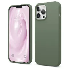 Husa iPhone 13 Pro Casey Studios Premium Soft Silicone - Pink Sand Webster Green 