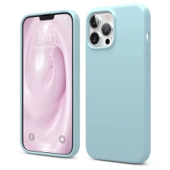 Husa iPhone 13 Pro Casey Studios Premium Soft Silicone - Webster Green Baby Blue 