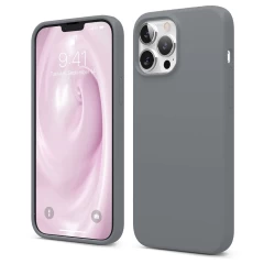 Husa iPhone 13 Pro Casey Studios Premium Soft Silicone - Pink Sand Dark Gray 
