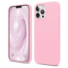 Husa iPhone 13 Pro Casey Studios Premium Soft Silicone - Alb Flamingo Pink 
