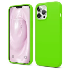 Husa iPhone 13 Pro Casey Studios Premium Soft Silicone - Dark Gray Neon Green 
