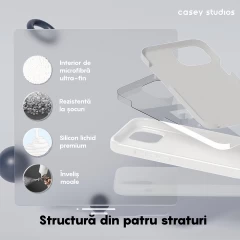 Husa iPhone 15 Casey Studios Premium Soft Silicone Alb