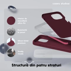 Husa iPhone 15 Casey Studios Premium Soft Silicone Burgundy
