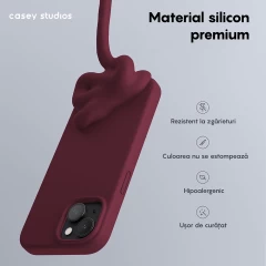 Husa iPhone 15 Casey Studios Premium Soft Silicone Burgundy