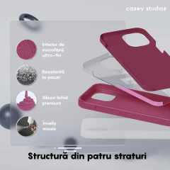 Husa iPhone 15 Casey Studios Premium Soft Silicone Fuchsia