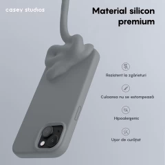 Husa iPhone 15 Casey Studios Premium Soft Silicone Dark Grey