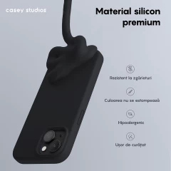 Husa iPhone 15 Casey Studios Premium Soft Silicone Negru