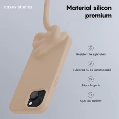 Husa iPhone 15 Casey Studios Premium Soft Silicone Pink Sand