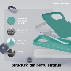 Husa iPhone 15 Casey Studios Premium Soft Silicone Turcoaz