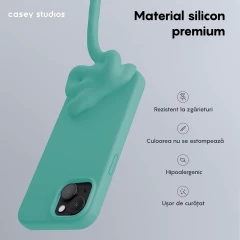 Husa iPhone 15 Casey Studios Premium Soft Silicone Turcoaz