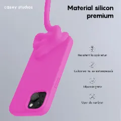 Husa iPhone 15 Casey Studios Premium Soft Silicone Fuchsia