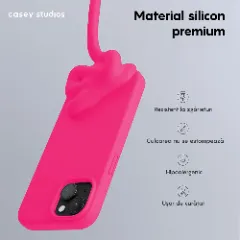 Husa iPhone 15 Casey Studios Premium Soft Silicone Fuchsia