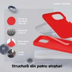 Husa iPhone 15 Casey Studios Premium Soft Silicone Rosu