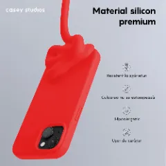 Husa iPhone 15 Casey Studios Premium Soft Silicone Rosu