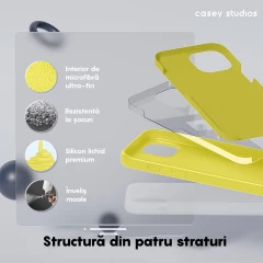 Husa iPhone 15 Plus Casey Studios Premium Soft Silicone Galben