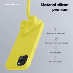 Husa iPhone 15 Plus Casey Studios Premium Soft Silicone Galben