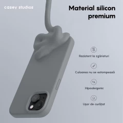 Husa iPhone 15 Plus Casey Studios Premium Soft Silicone Dark Grey