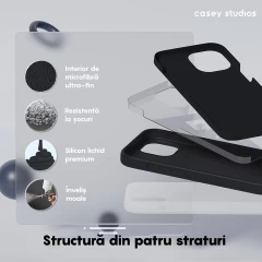 Husa iPhone 15 Plus Casey Studios Premium Soft Silicone Negru