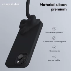 Husa iPhone 15 Plus Casey Studios Premium Soft Silicone Negru