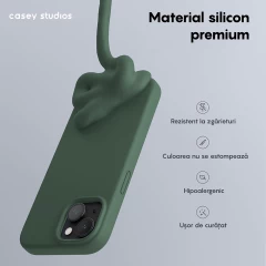 Husa iPhone 15 Plus Casey Studios Premium Soft Silicone Webster Green