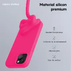 Husa iPhone 15 Plus Casey Studios Premium Soft Silicone Fuchsia