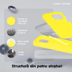 Husa iPhone 15 Plus Casey Studios Premium Soft Silicone Galben