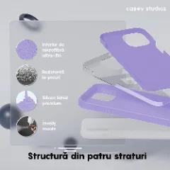 Husa iPhone 15 Plus Casey Studios Premium Soft Silicone Light Lilac