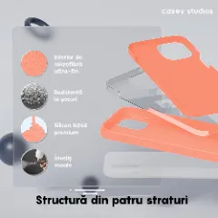 Husa iPhone 15 Plus Casey Studios Premium Soft Silicone Nectarine
